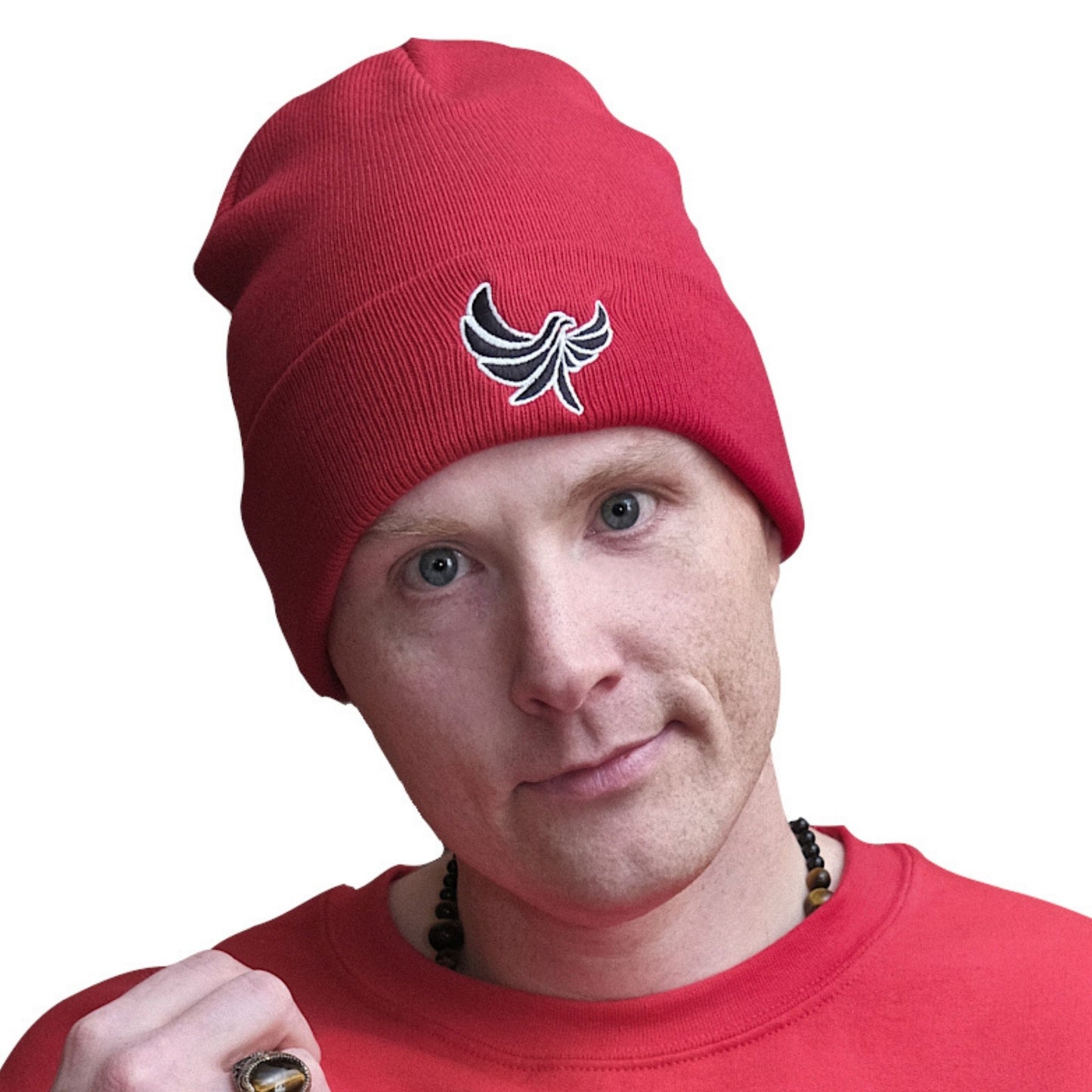 Red Beanie Hat PG Dove - PEACE GANG