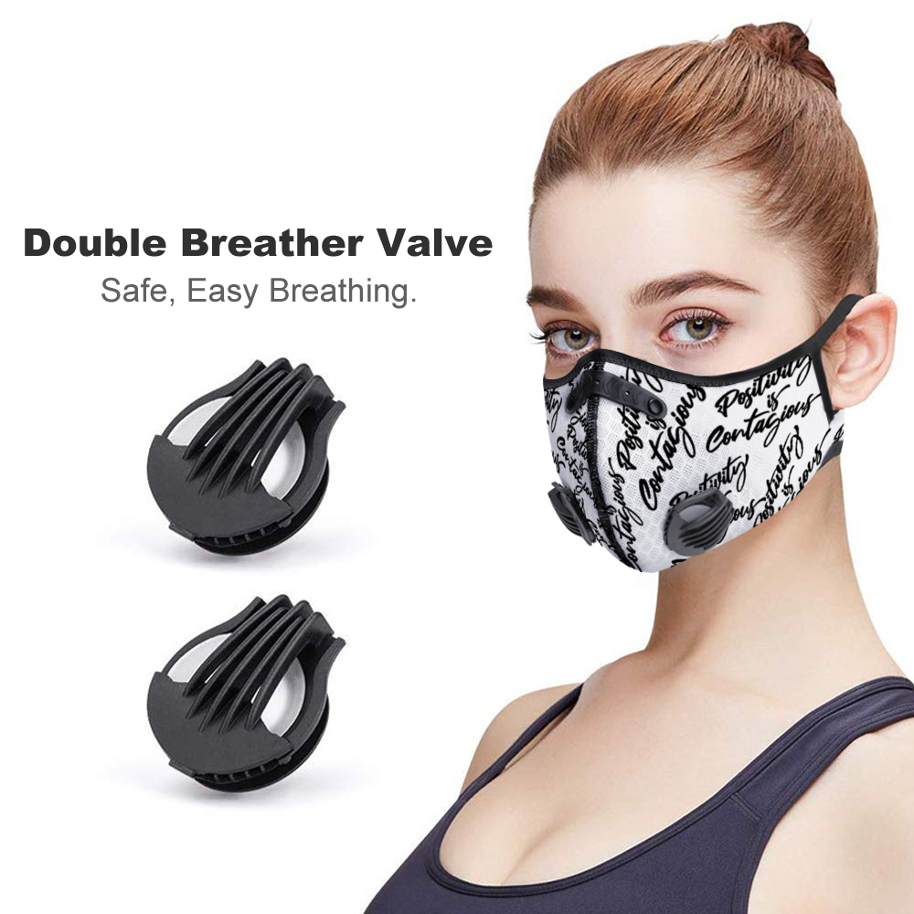 Fashion Facemask with Breathing Valve  "Positivity Is Contagious" -PEACE GANG
