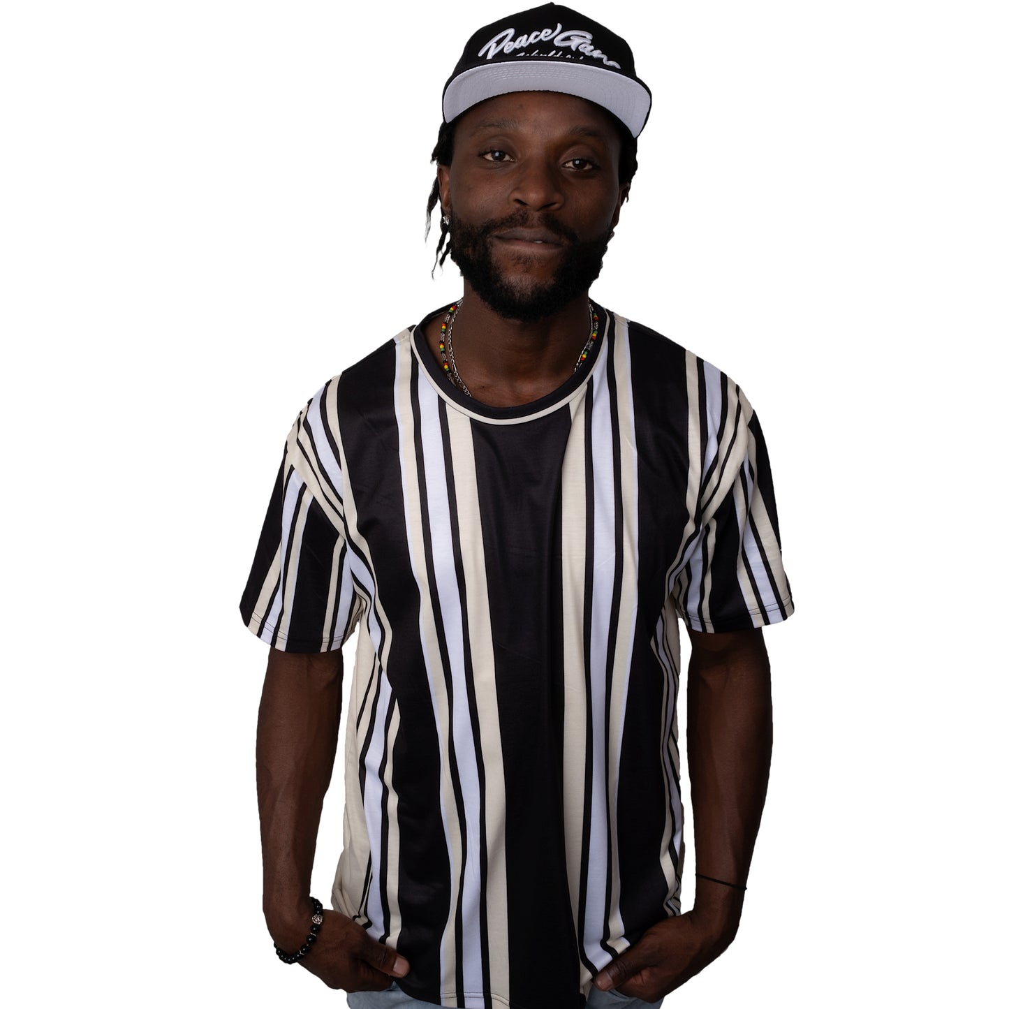 Unisex T-Shirt Khaki Striped PEACE GANG