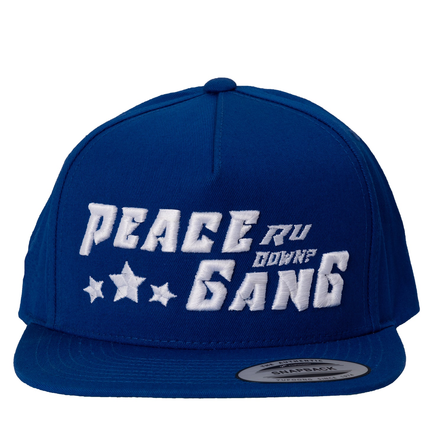Blue Snap-Back Flat Bill Cap- PEACE GANG