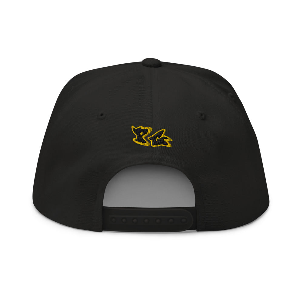 High Profile Five Panel Flat Bill Snap-Back Cap- PEACE GANG