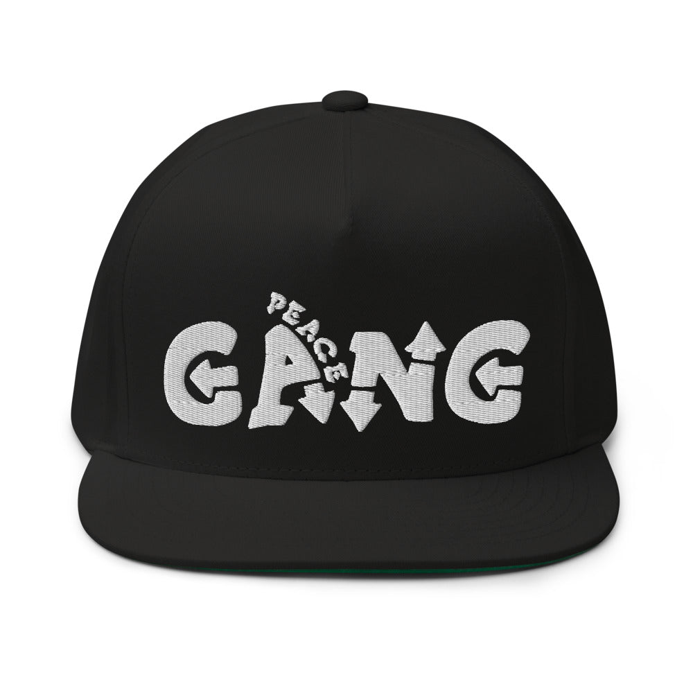 3D Puff Embroidered Flat Bill Snap-Back Cap -PEACE GANG