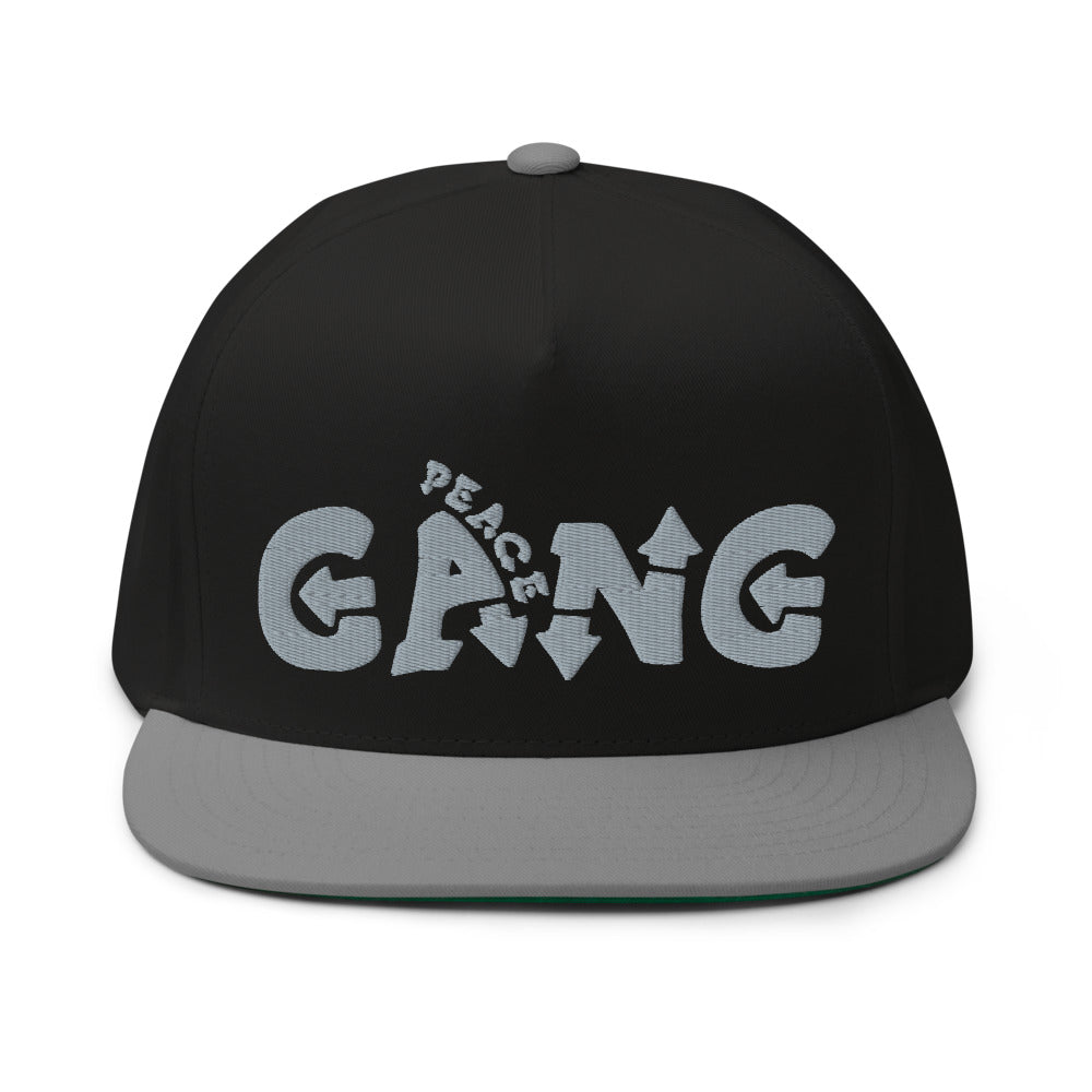 3D Puff Embroidered Flat Bill Snap-Back Cap -PEACE GANG