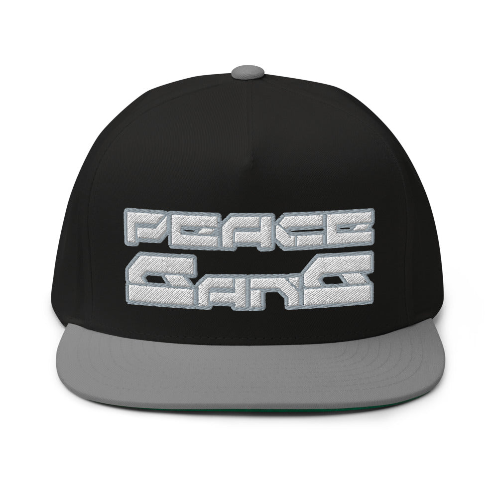 High Profile Five Panel Flat Bill Snap-Back Cap" Worldwide " -PEACE GANG
