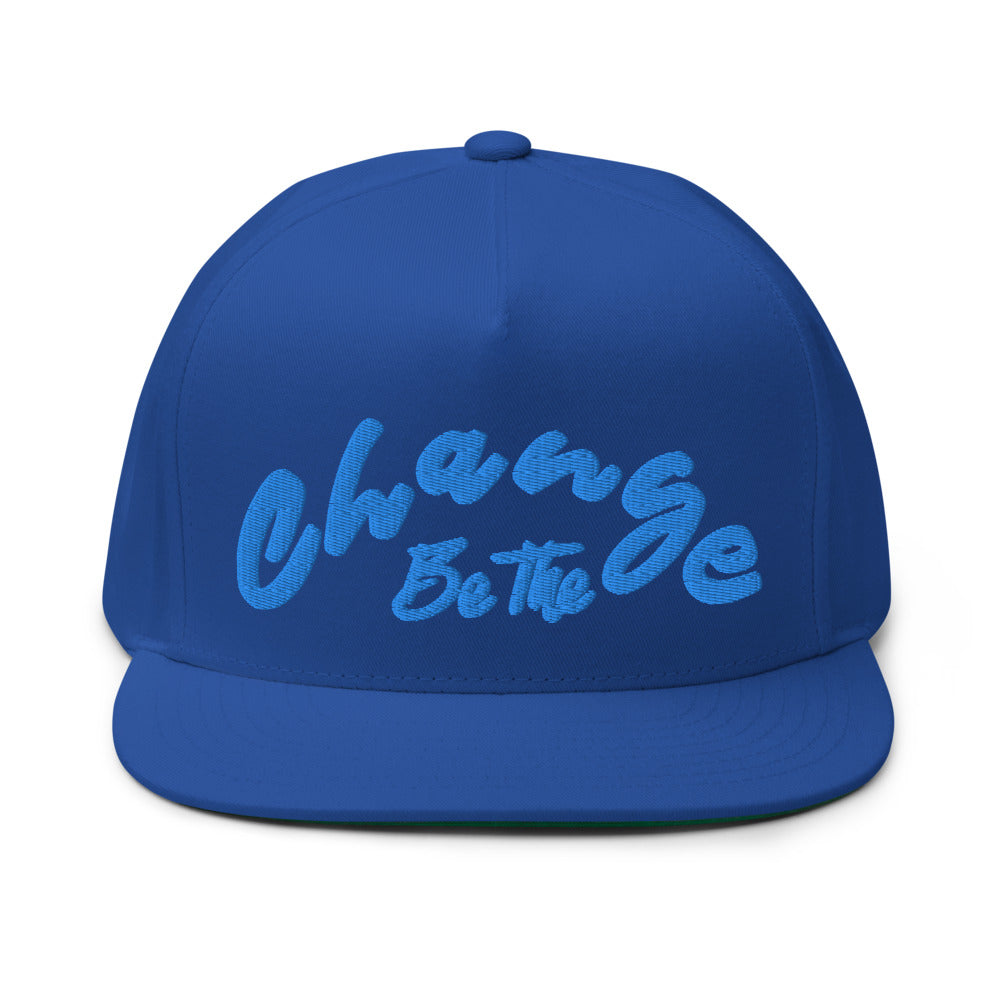 Back Cap " Be The Change " High Profile Five Panel Flat Bill Snap-PEACE GANG