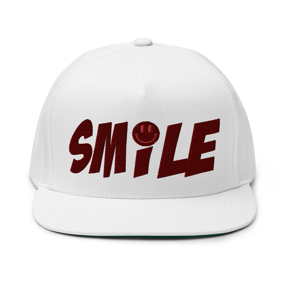"SMILE" High Profile Five Panel Snap-Back Flat Bill Cap -PEACE GANG