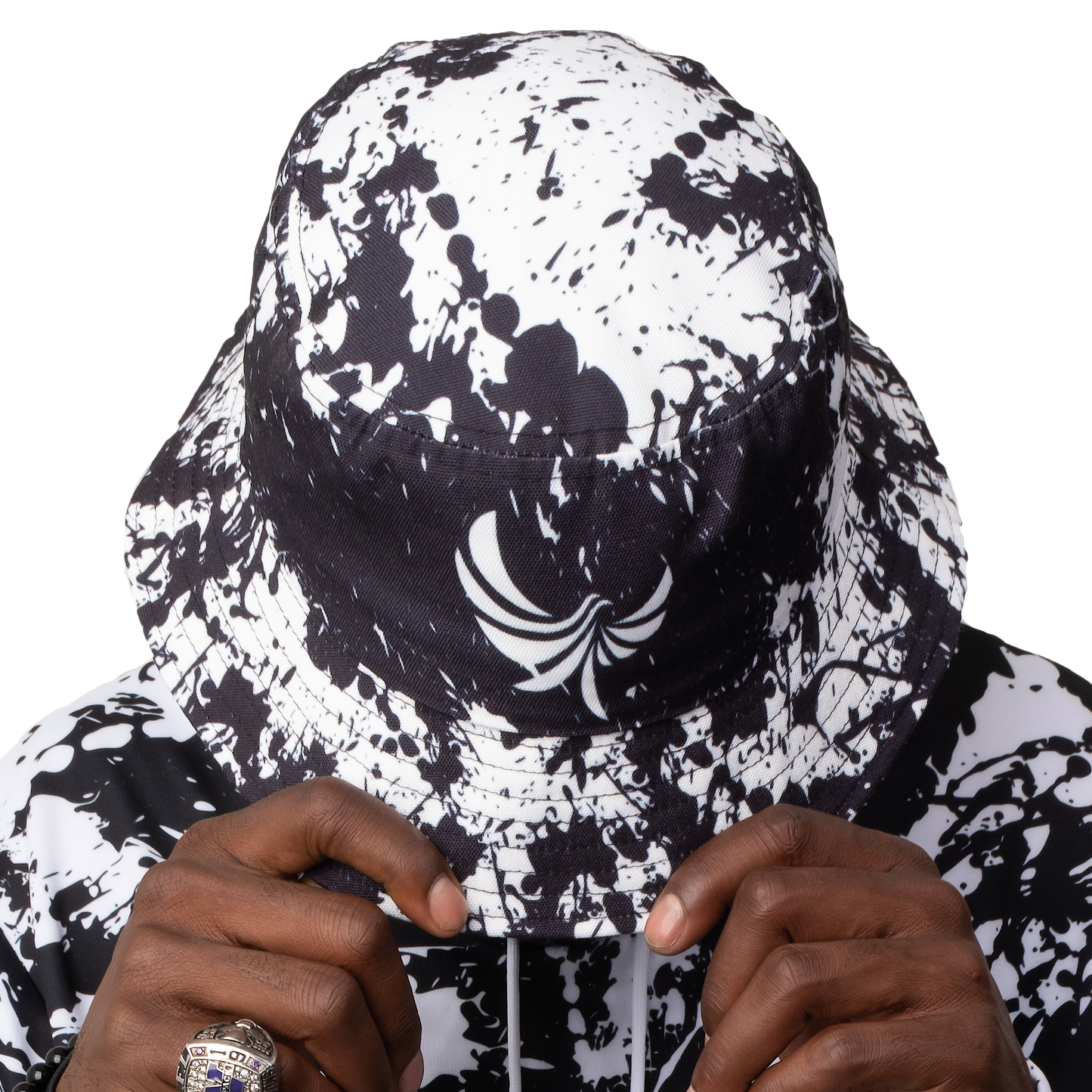 Bucket Hat Black/White  "Peace Grunge"  PEACE GANG