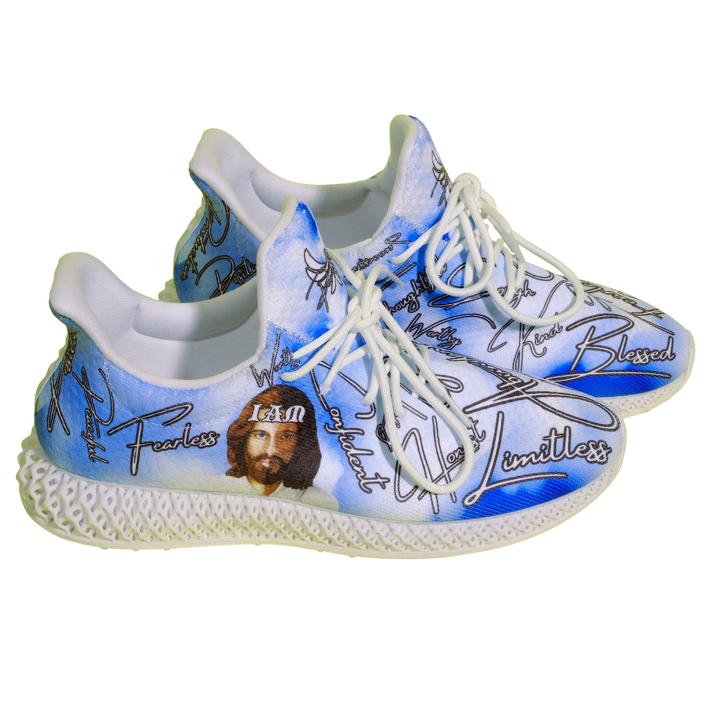 Jesus Christ Concept "IAM" Positive Mantra Mid Top Sneakers - PEACE GANG