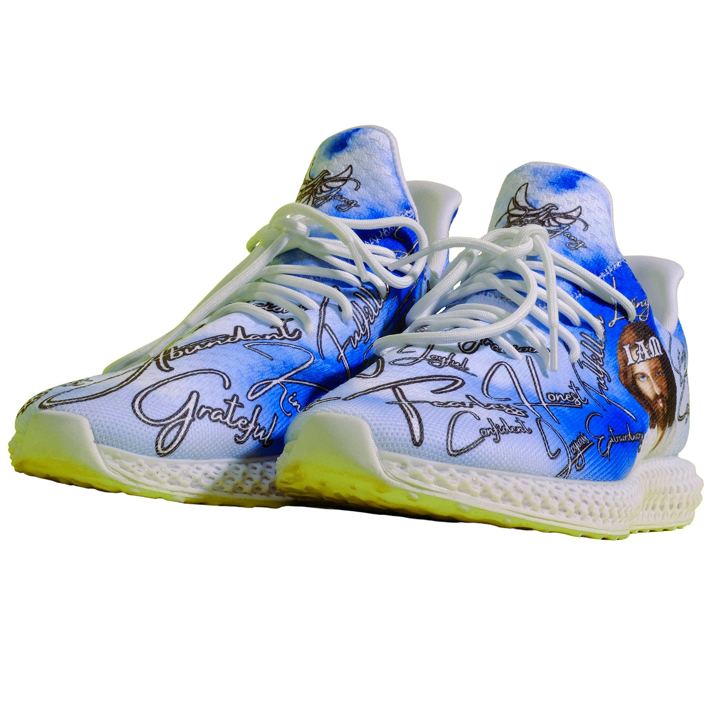 Jesus Christ Concept "IAM" Positive Mantra Mid Top Sneakers - PEACE GANG