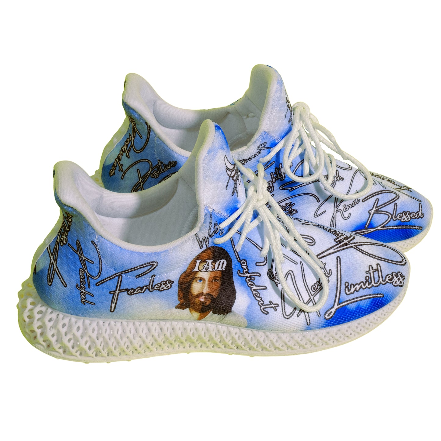 Jesus Christ Concept "IAM" Positive Mantra Mid Top Sneakers - PEACE GANG