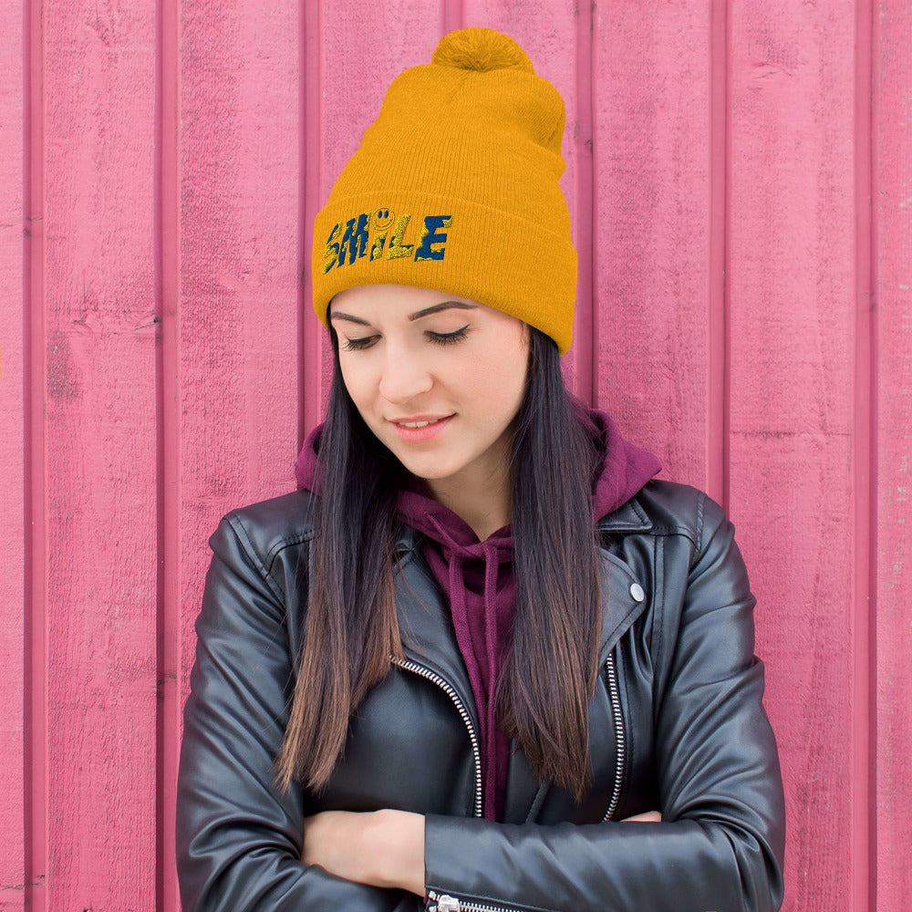 Pom-Pom Beanie Hat SMILE - PEACE GANG