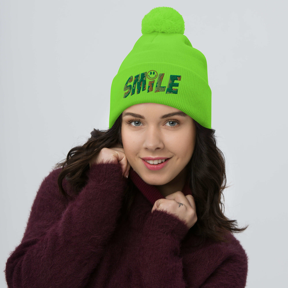 Pom-Pom Beanie Hat SMILE - PEACE GANG