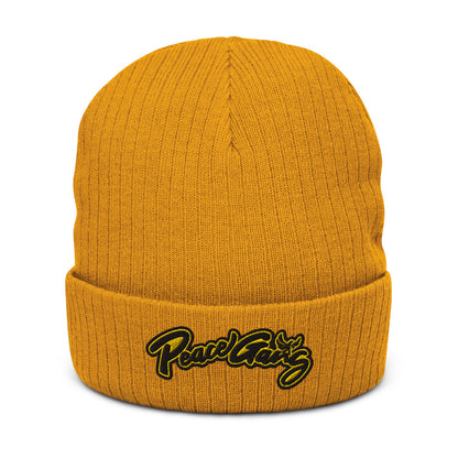 Recycled cuffed beanie PEACE GANG Cursive