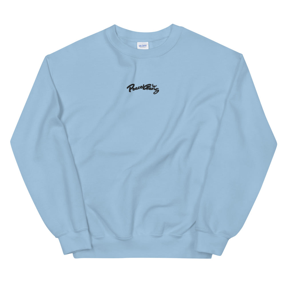 Unisex Embroidered Crewneck Sweater  PEACE GANG Cursive