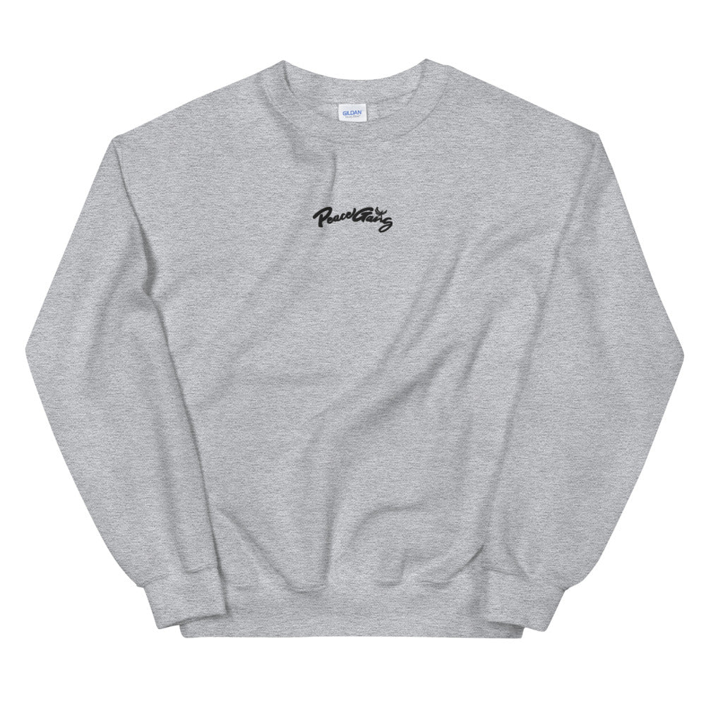 Unisex Embroidered Crewneck Sweater  PEACE GANG Cursive