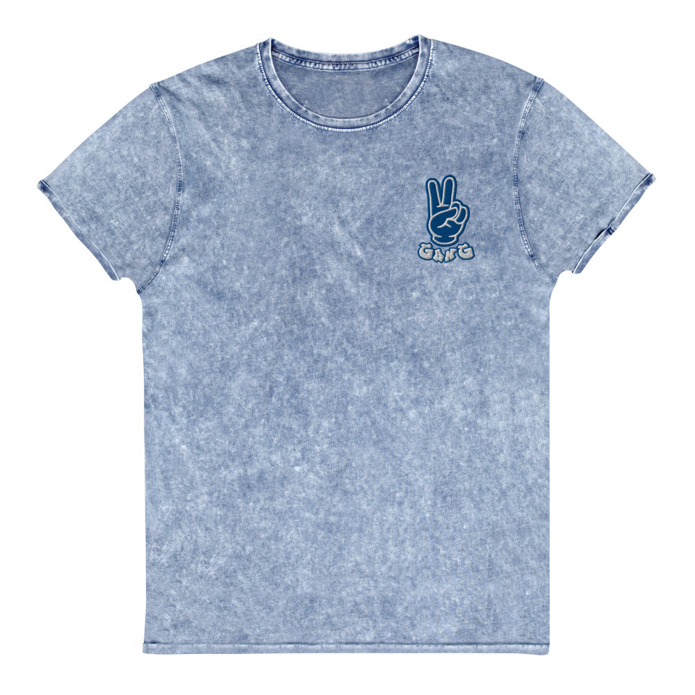 Denim T-Shirt Embroidered PEACE GANG